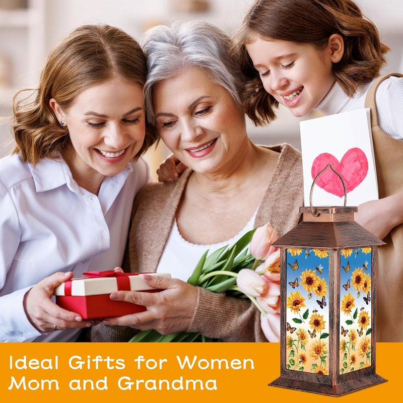 Doogarden Solar Lantern Outdoor Waterproof Sunflower Butterfly Garden Decor Birthday Gifts for Women Mom and Grandma Solar LED Plastic Decorative Hanging Light for Yard(Sunflower Butterfly) - Image 2